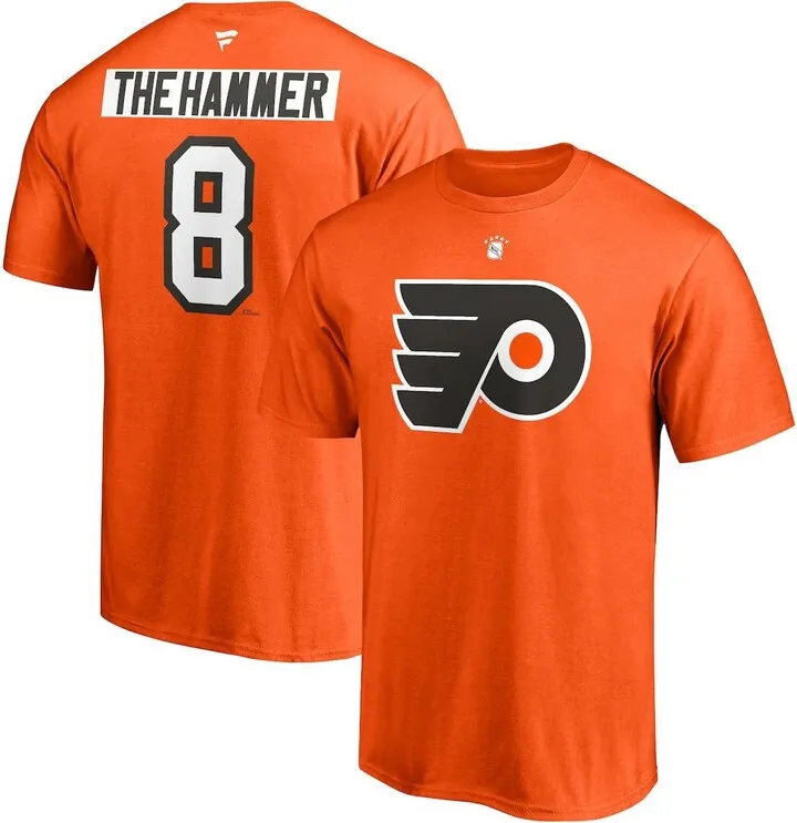 Men's Dave Schultz Orange Philadelphia Flyers Authentic Stack Retired Player Nickname and Number T-shirt