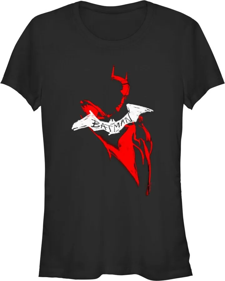 Junior's The Batman Artistic Red & White Graffiti T-Shirt - Black - Large