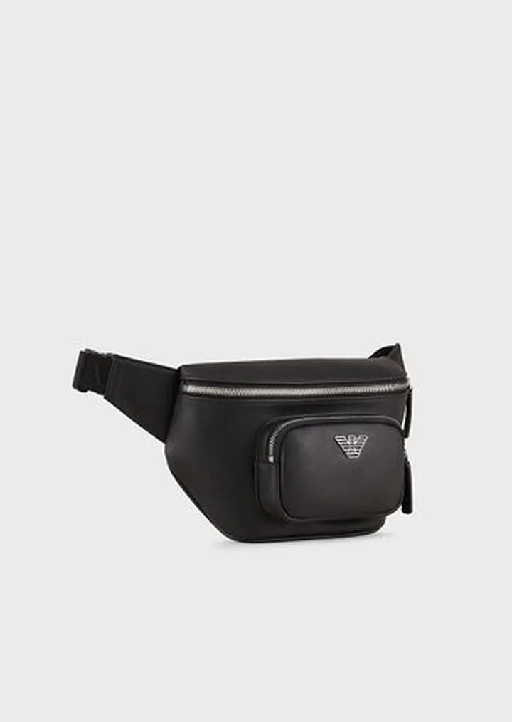 Regenerated-leather belt bag with eagle pate