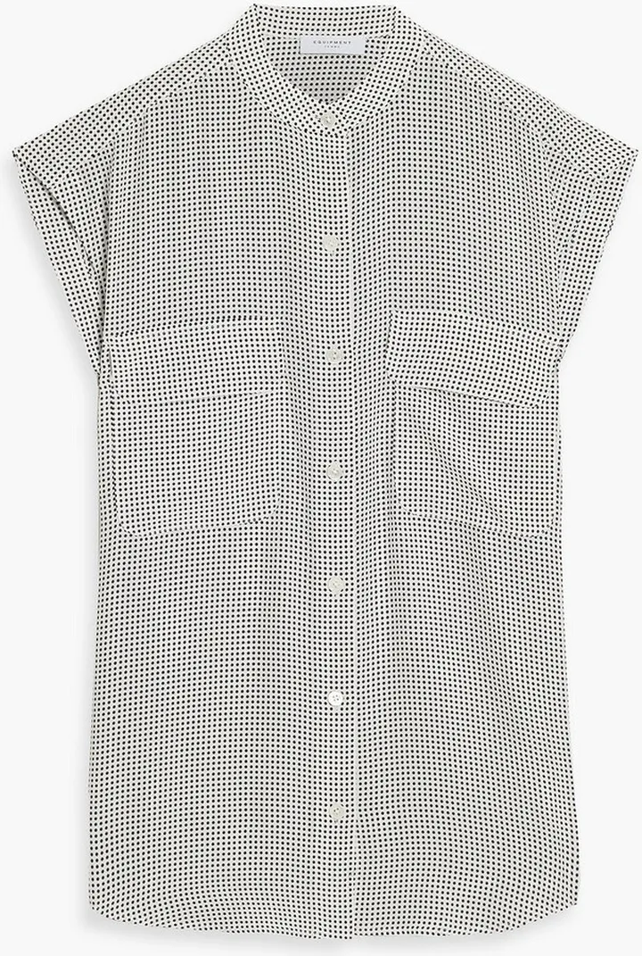 Polka-dot silk crepe de chine shirt