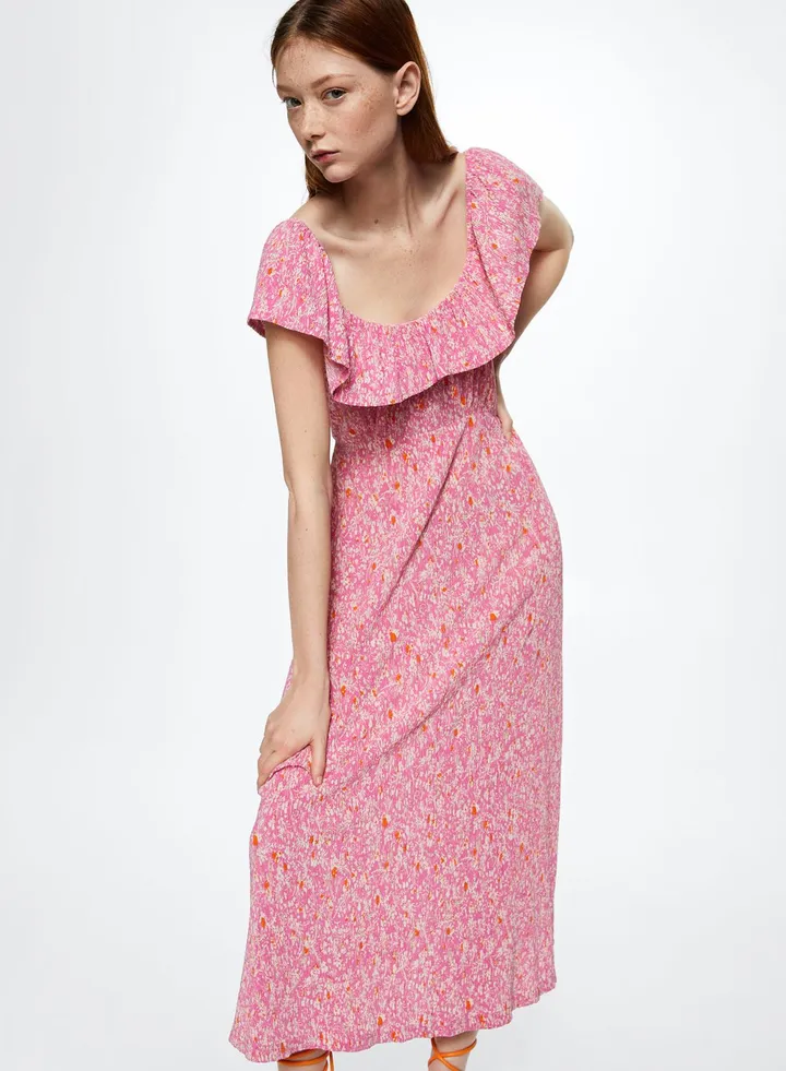 Floral Print Ruffle Detail Dress