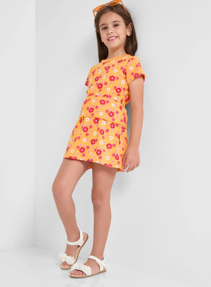 Floral Printed Knitted Dress