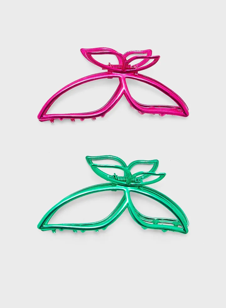 2 Pack Butterfly Metallic Hairclaw Clip