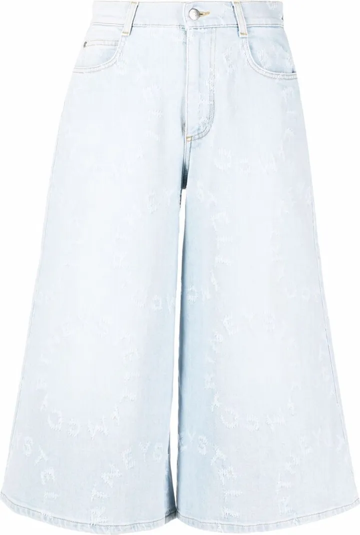 Stella Logo distressed denim culottes