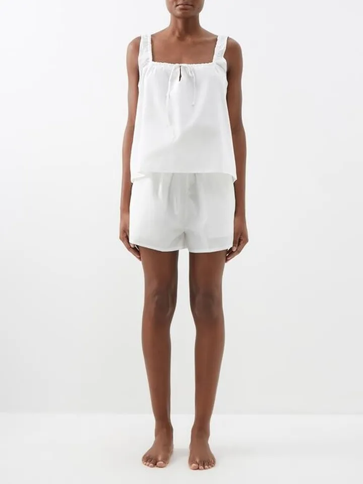 The Paper Square-neckline Cotton Pyjamas