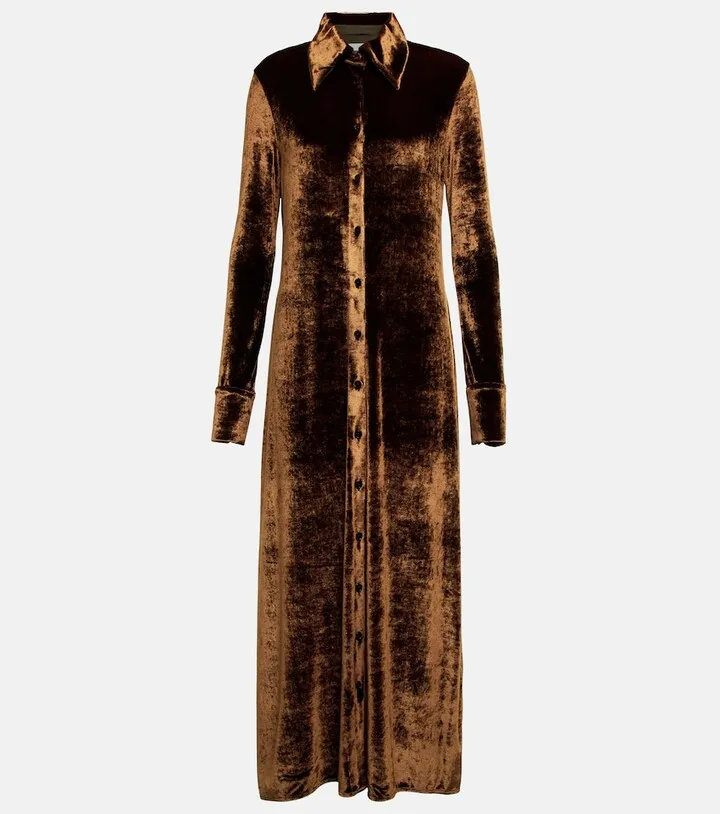 Velvet shirt midi dress