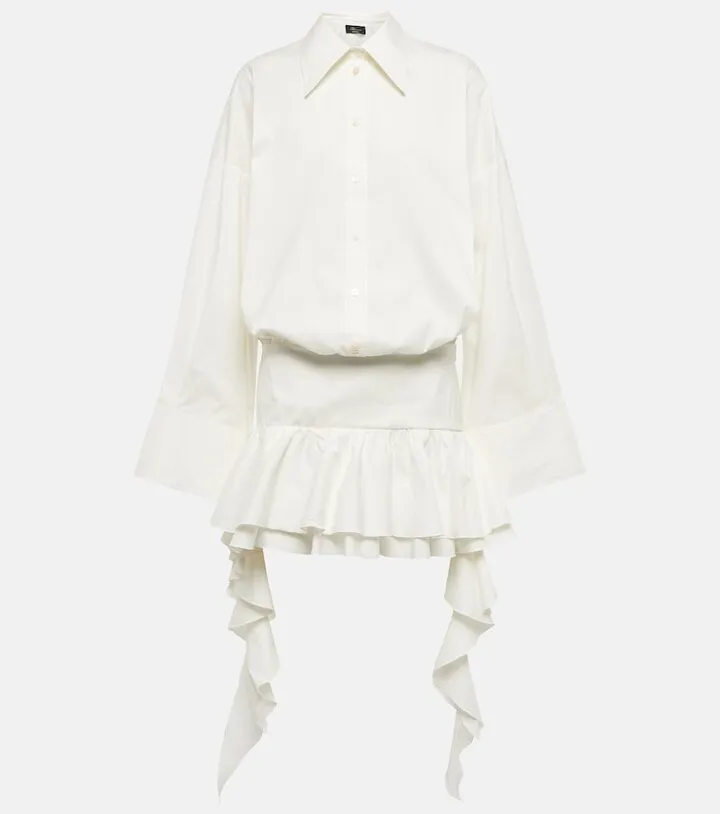 Ruffle-trimmed cotton-blend minidress