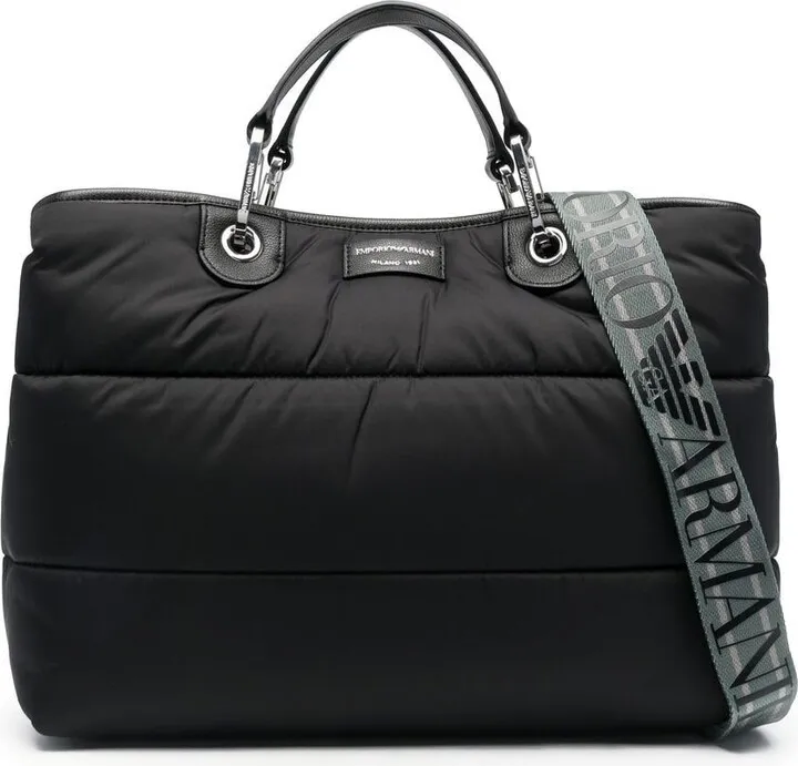 Padded Logo-Patch Tote Bag
