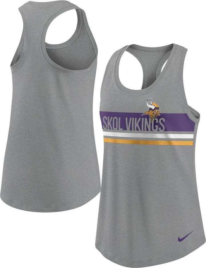 Women's Nike Heathered Charcoal Minnesota Vikings Scoop Neck Racerback Performance Tank Top