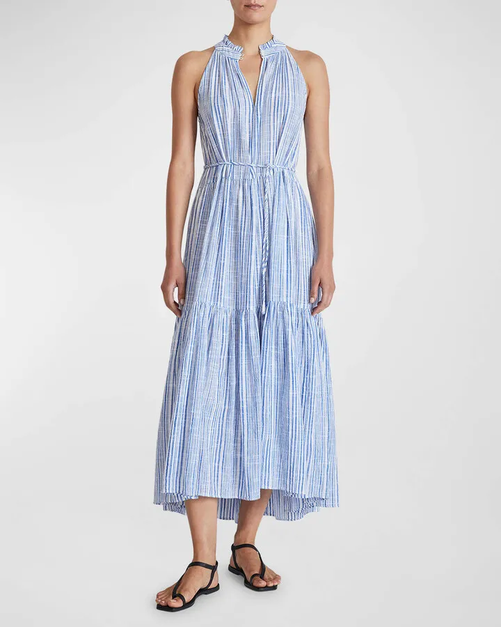 Nissi Tiered Sleeveless Striped Maxi Dress