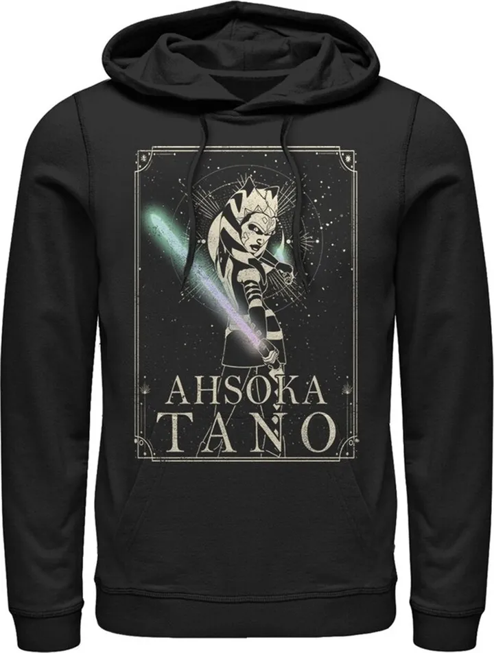 Men's Star Wars: The Clone Wars Ahsoka Tano Celestial Portrait Pull Over Hoodie - Black - Small