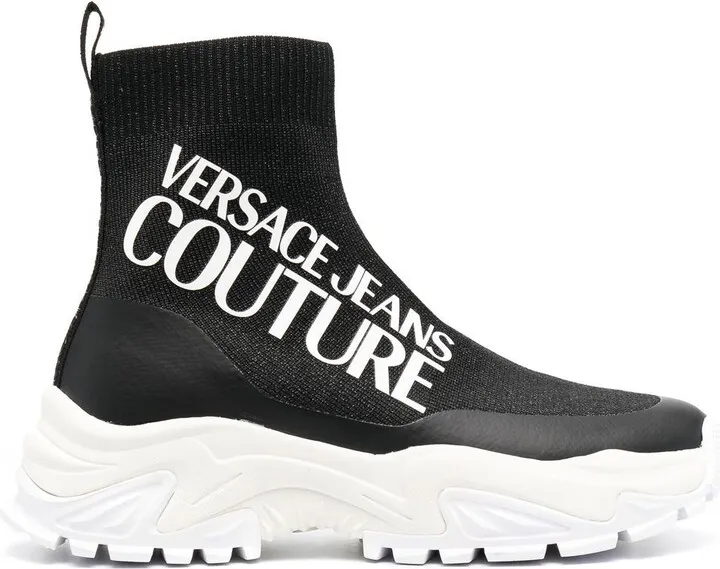 Logo-Print Sock-Style Sneakers