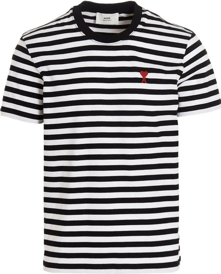AMI Paris Ami de Coeur Striped Crewneck T-Shirt