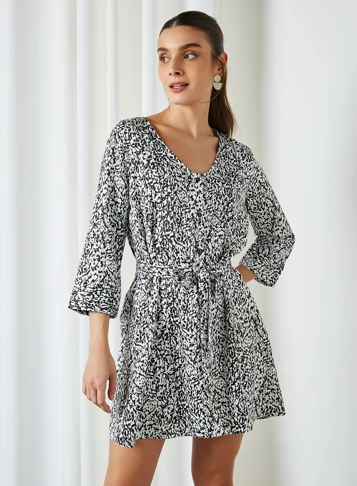 All-Over Print Dress White(C-N100)