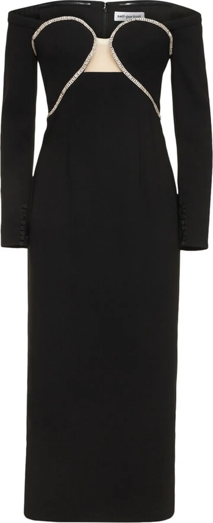 Embellished crepe midi dress