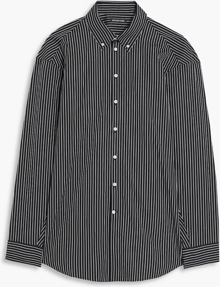 Oversized striped cotton-poplin shirt