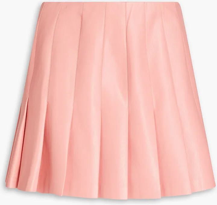 Rose pleated faux leather mini skirt
