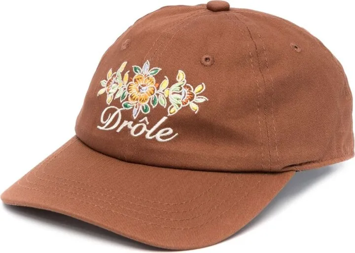 Floral-Embroidery Cotton Baseball Cap