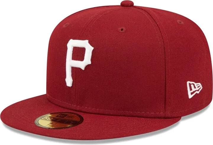 Men's New Era Cardinal Pittsburgh Pirates Logo White 59FIFTY Fitted Hat