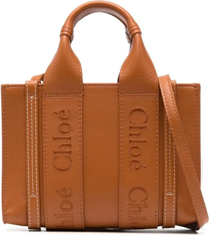 Woody leather tote bag