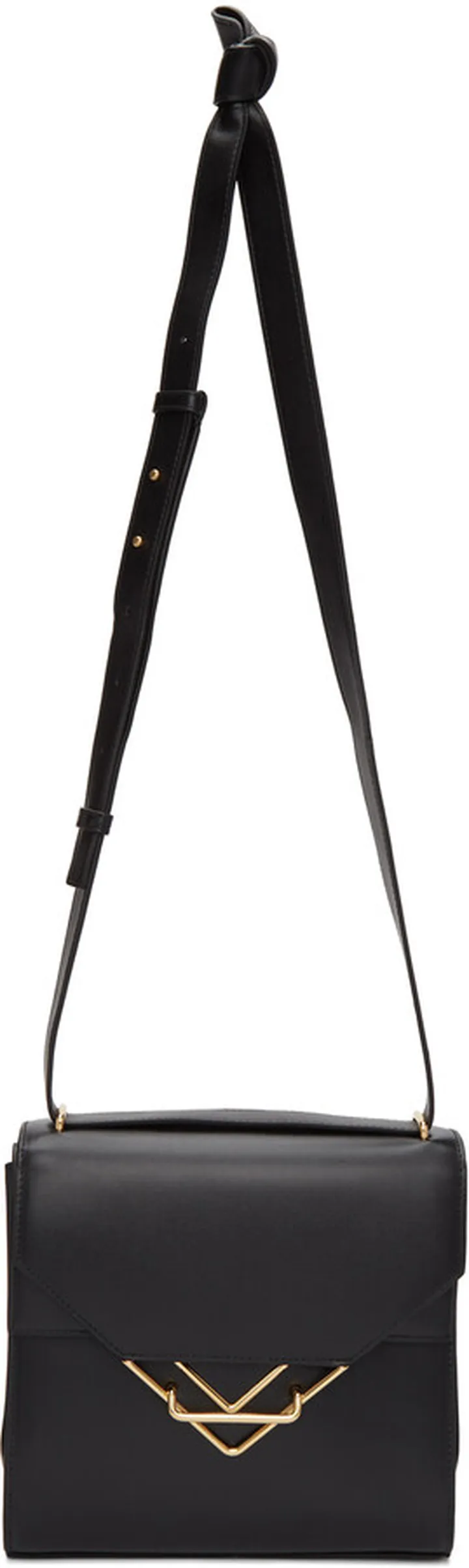 Bottega Veneta Black V-Frame Flap Bag