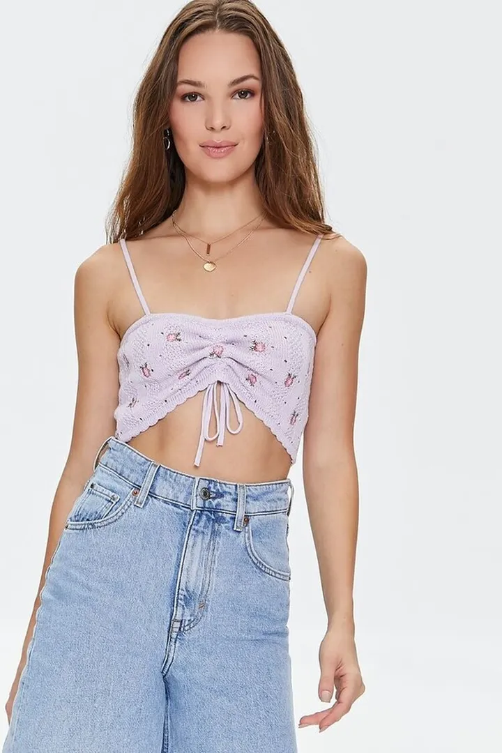 Floral Crochet Cropped Cami