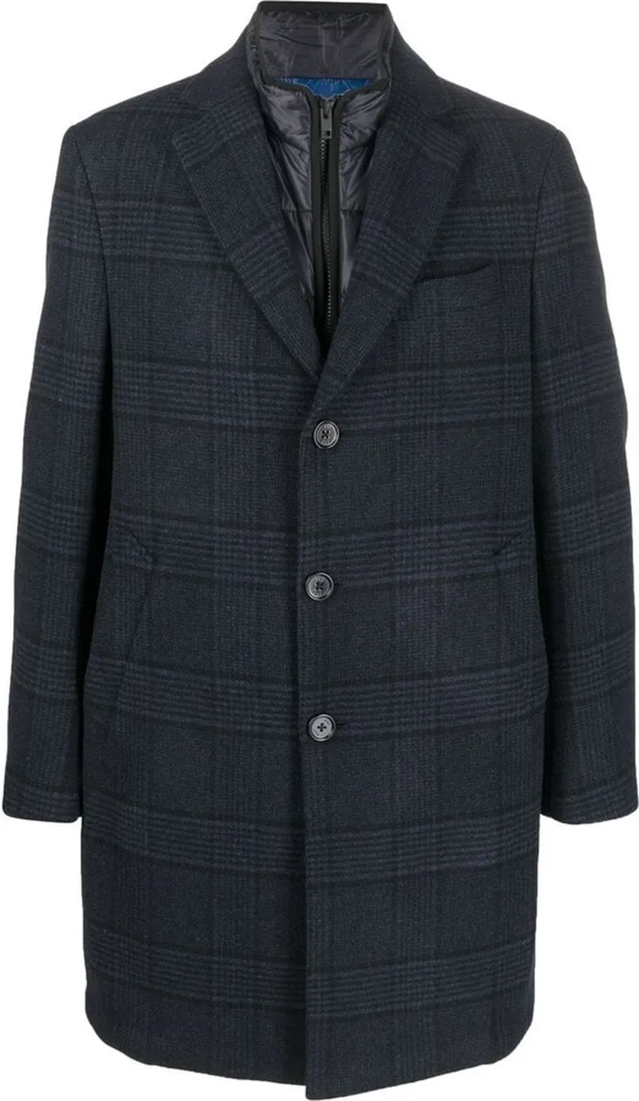 Plaid Wool-Blend Coat