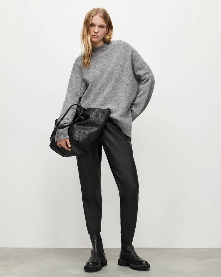 Jen Leather Joggers - Black