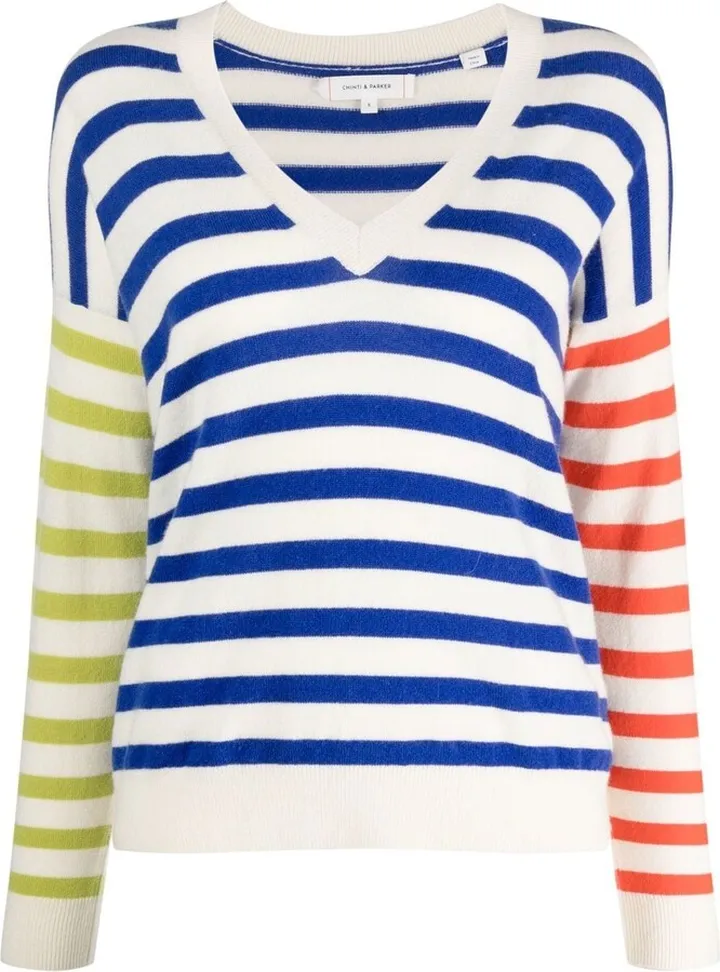 Riley striped V-neck sweater