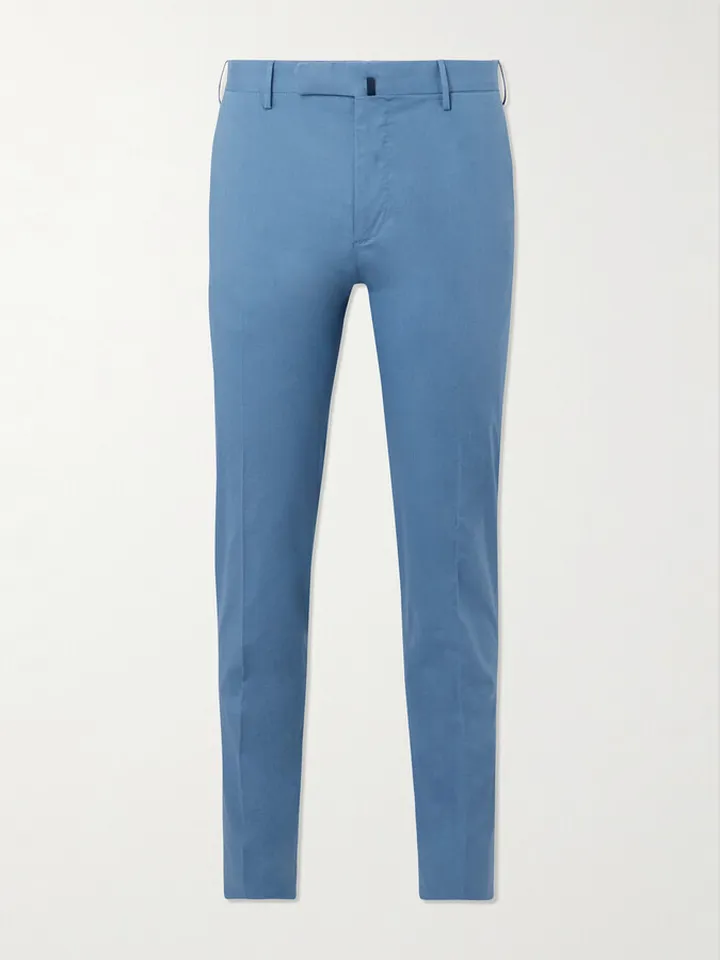 Slim-Fit Stretch-Cotton Poplin Trousers