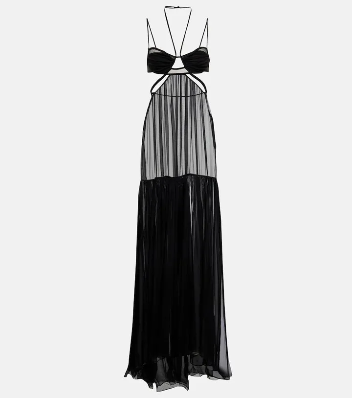 Cutout silk maxi dress