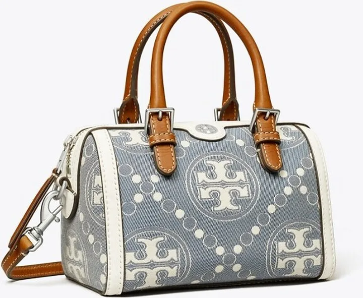 Petite T Monogram Denim Barrel Bag