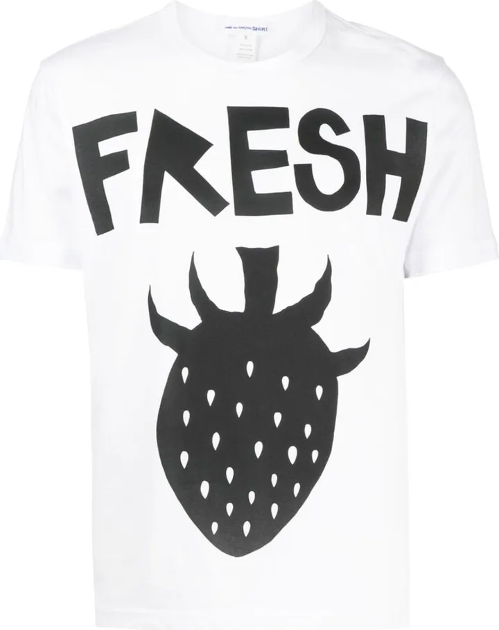 strawberry-print cotton T-shirt