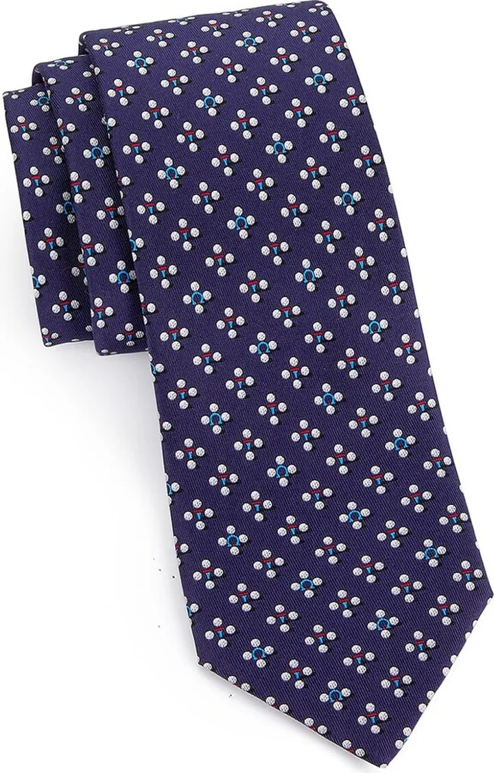 Golf Motif Silk Tie