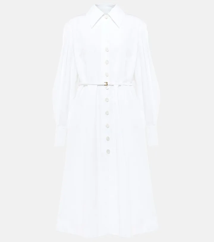 Cotton poplin belted shirt dress