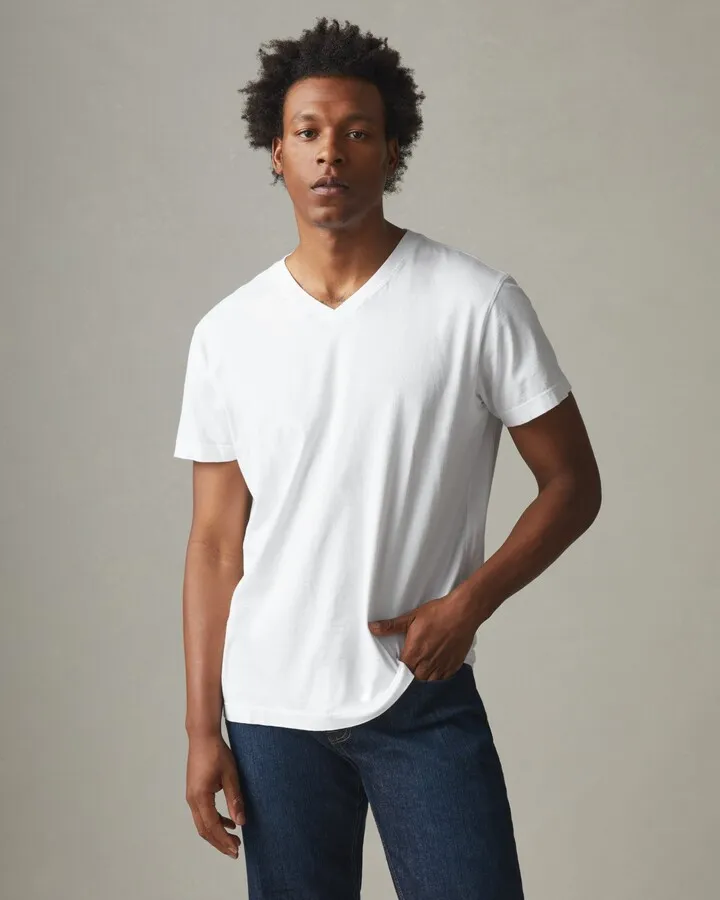 Classic Cotton V-Neck Tee - White
