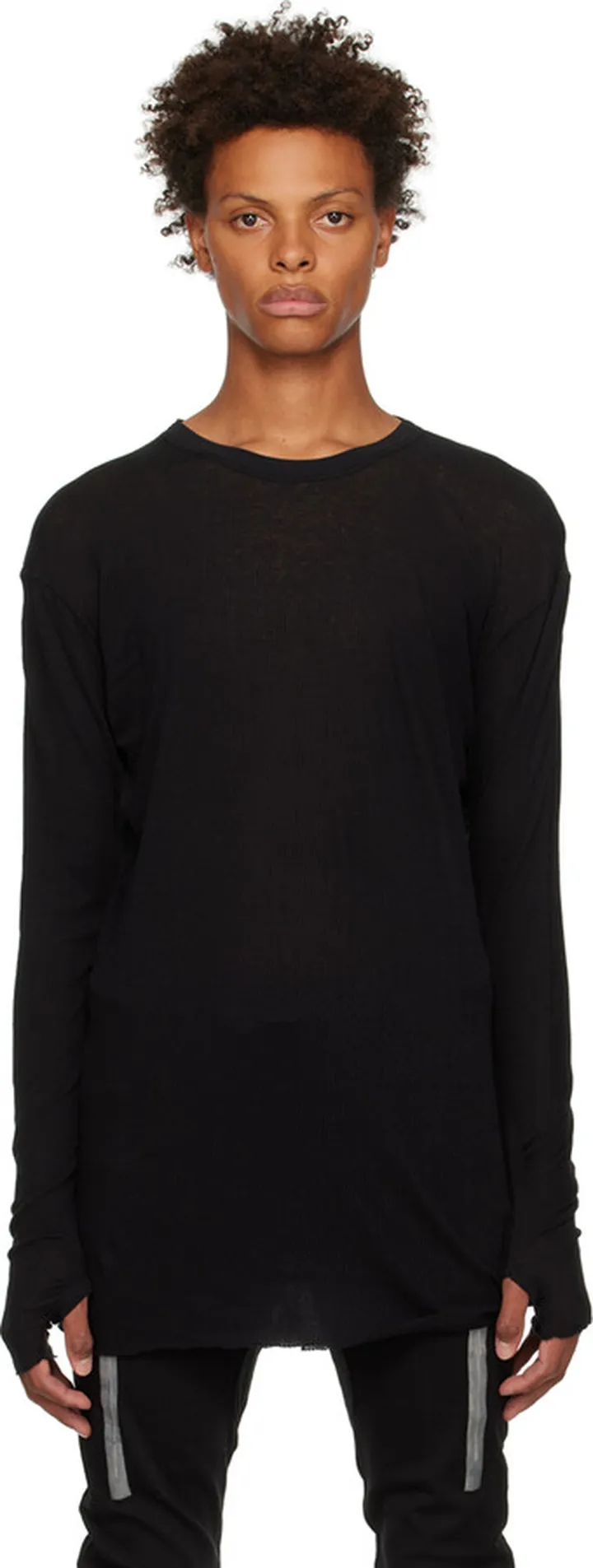 Boris Bidjan Saberi Black Object-Dyed Long Sleeve T-Shirt
