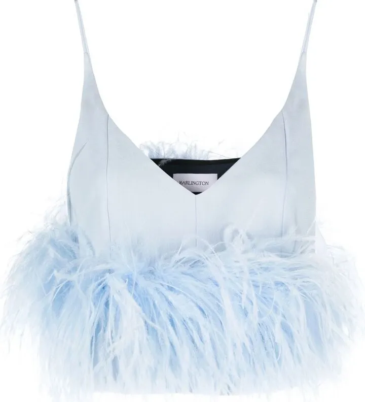 Poppy feather-trim camisole