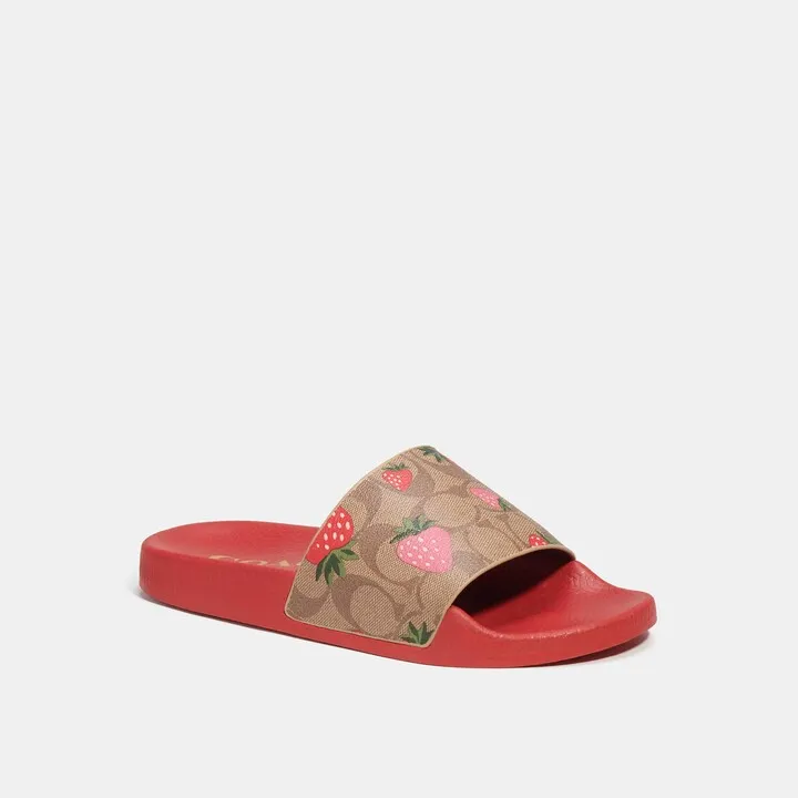 Uli Sport Slide In Signature Canvas With Wild Strawberry Print