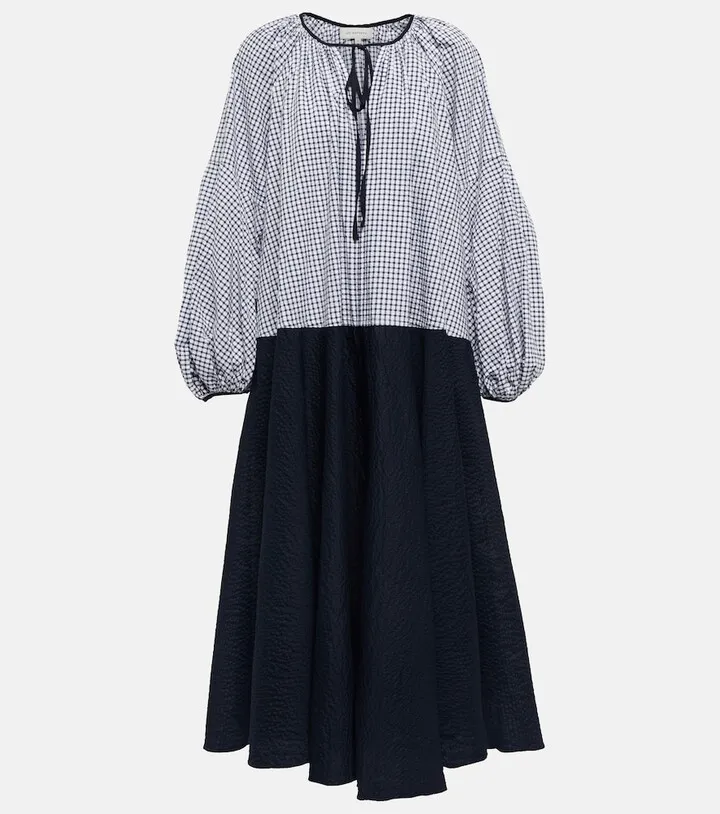 Olive seersucker midi dress