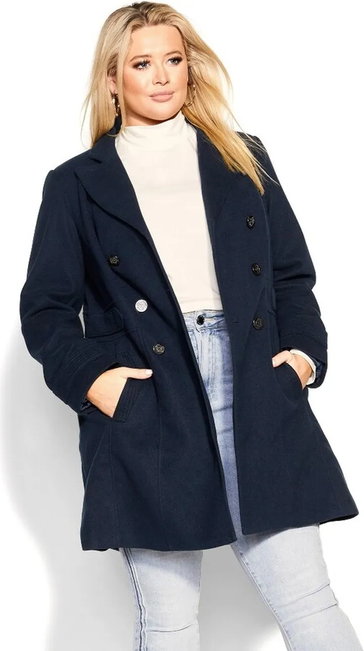 EVANS | Women's Plus Size Military Coat - navy - 22W