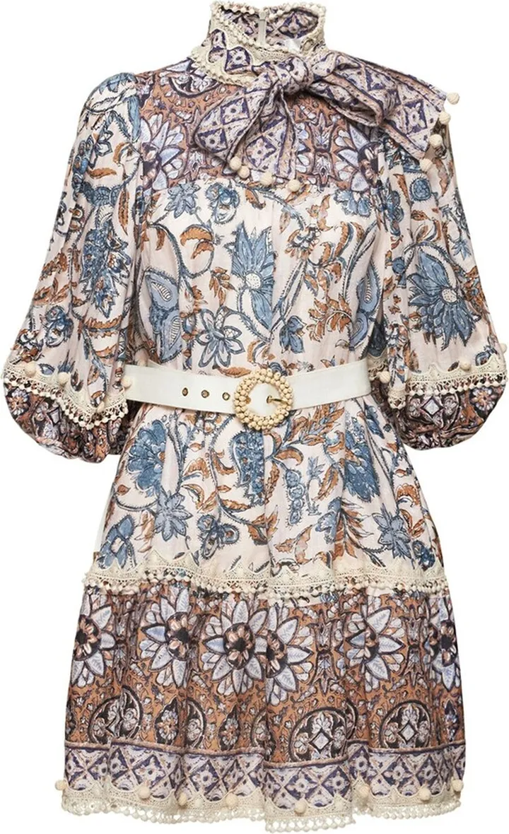 Vitali tie-neck linen mini dress