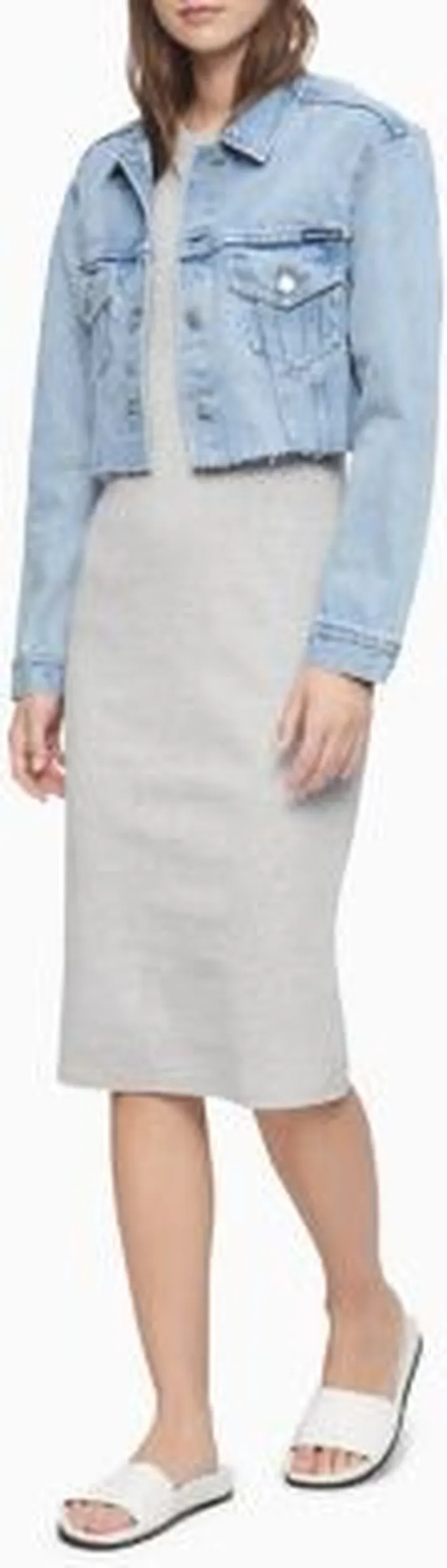 Light Wash Oversized Raw Hem Denim Jacket