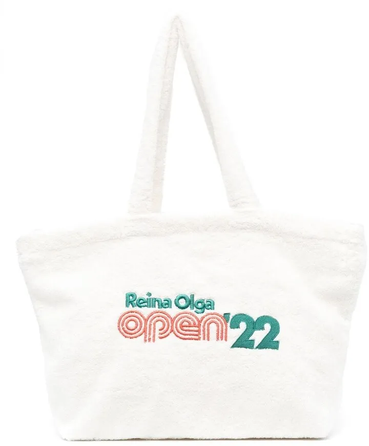 Logo-Embroidered Shearling Tote Bag