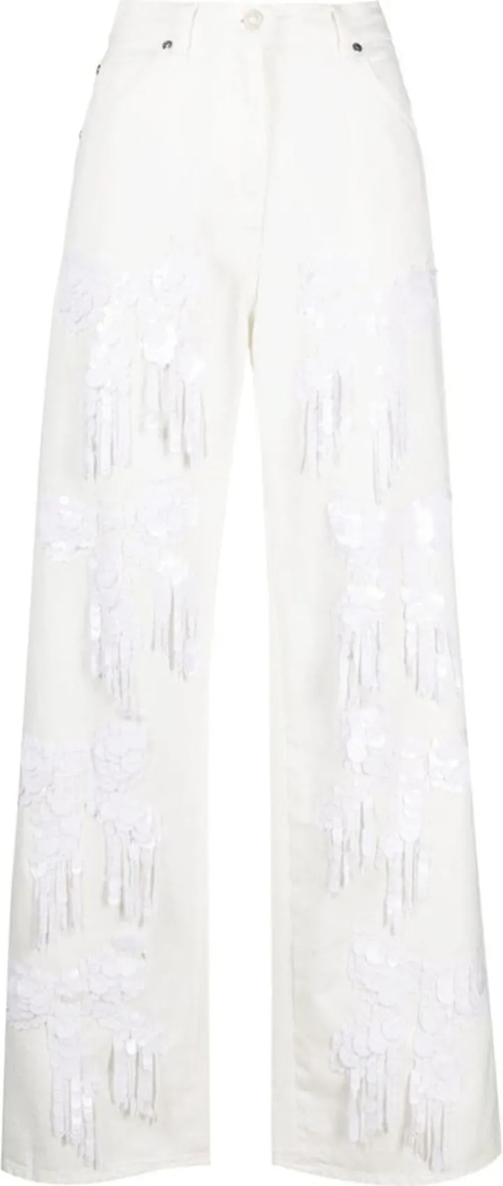 Sequin-Detail Wide-Leg Jeans