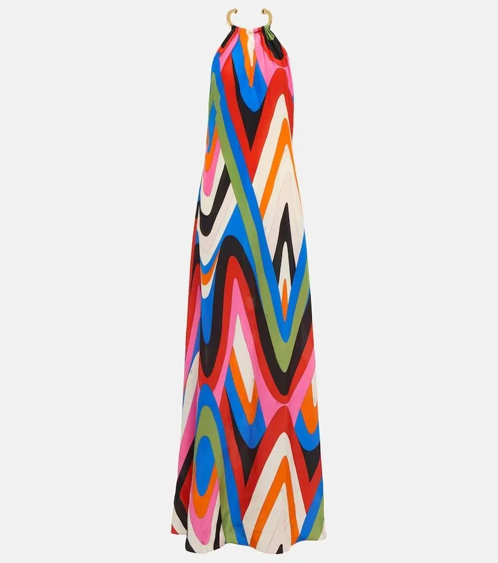 Printed silk maxi dress