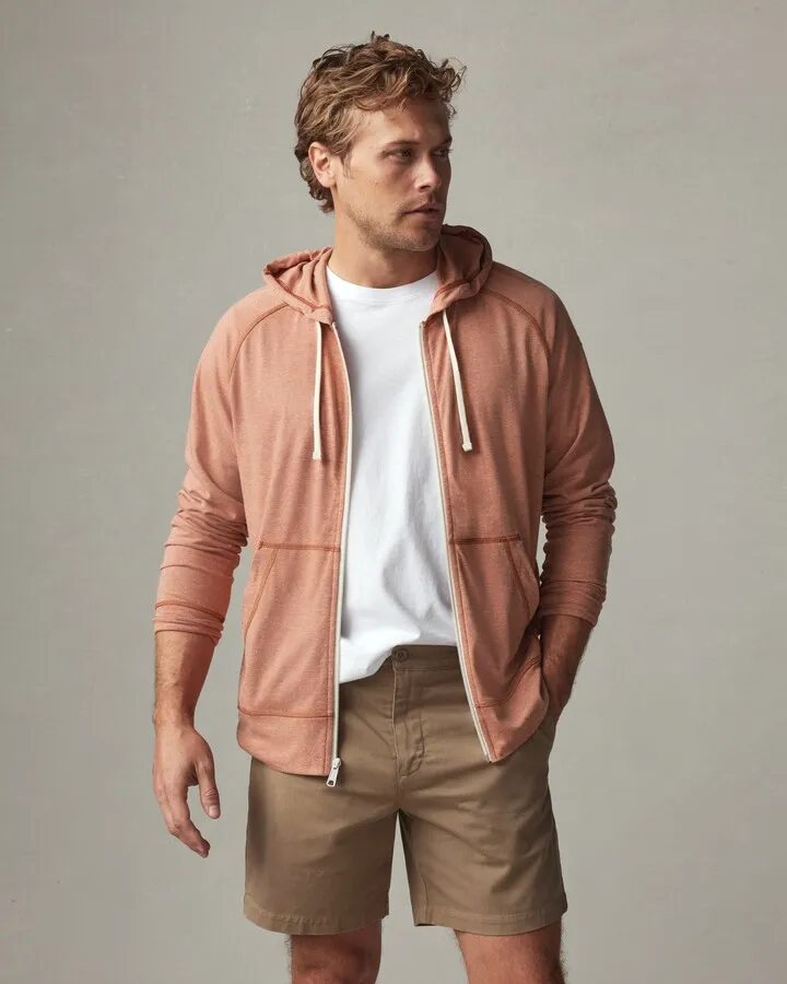 Lightweight Full Zip - Burnt Clay Heather