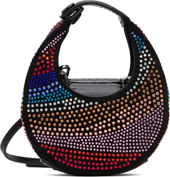 Staud Black Micro Moon Crystal Bag