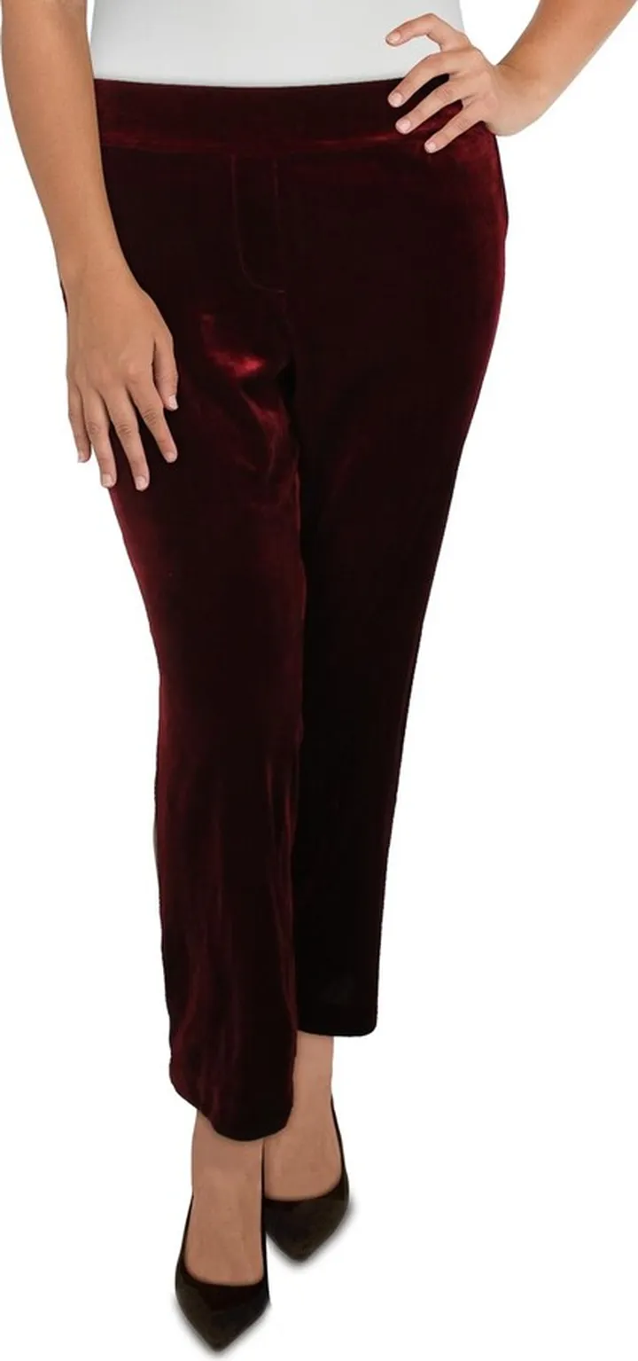 Womens Velour High Rise Straight Leg Pants
