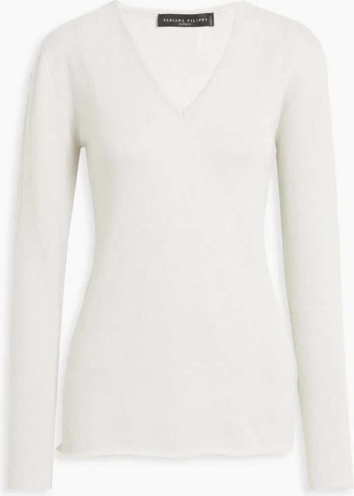 Metallic cashmere-blend sweater